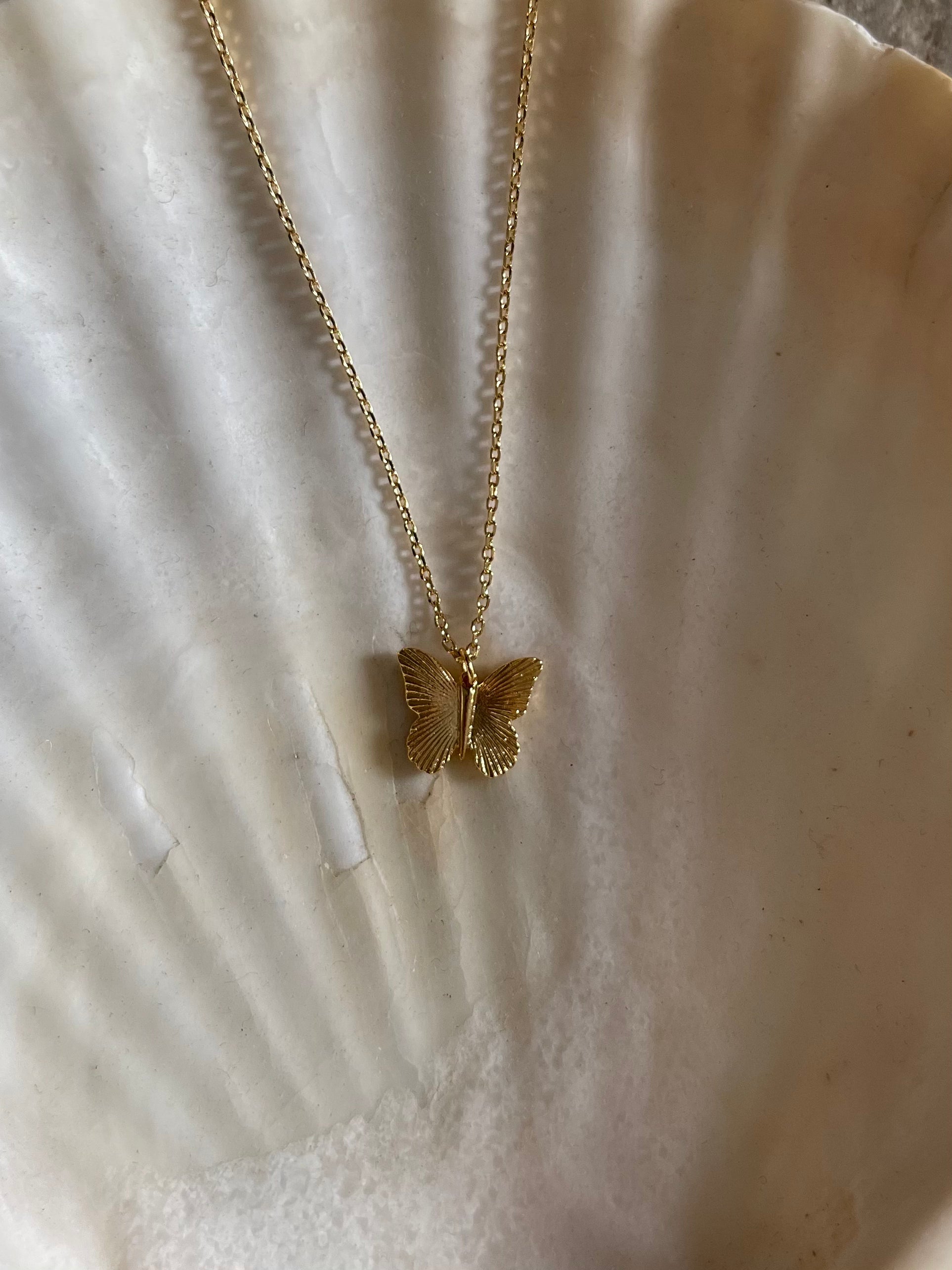 Gold dainty butterfly necklace deals