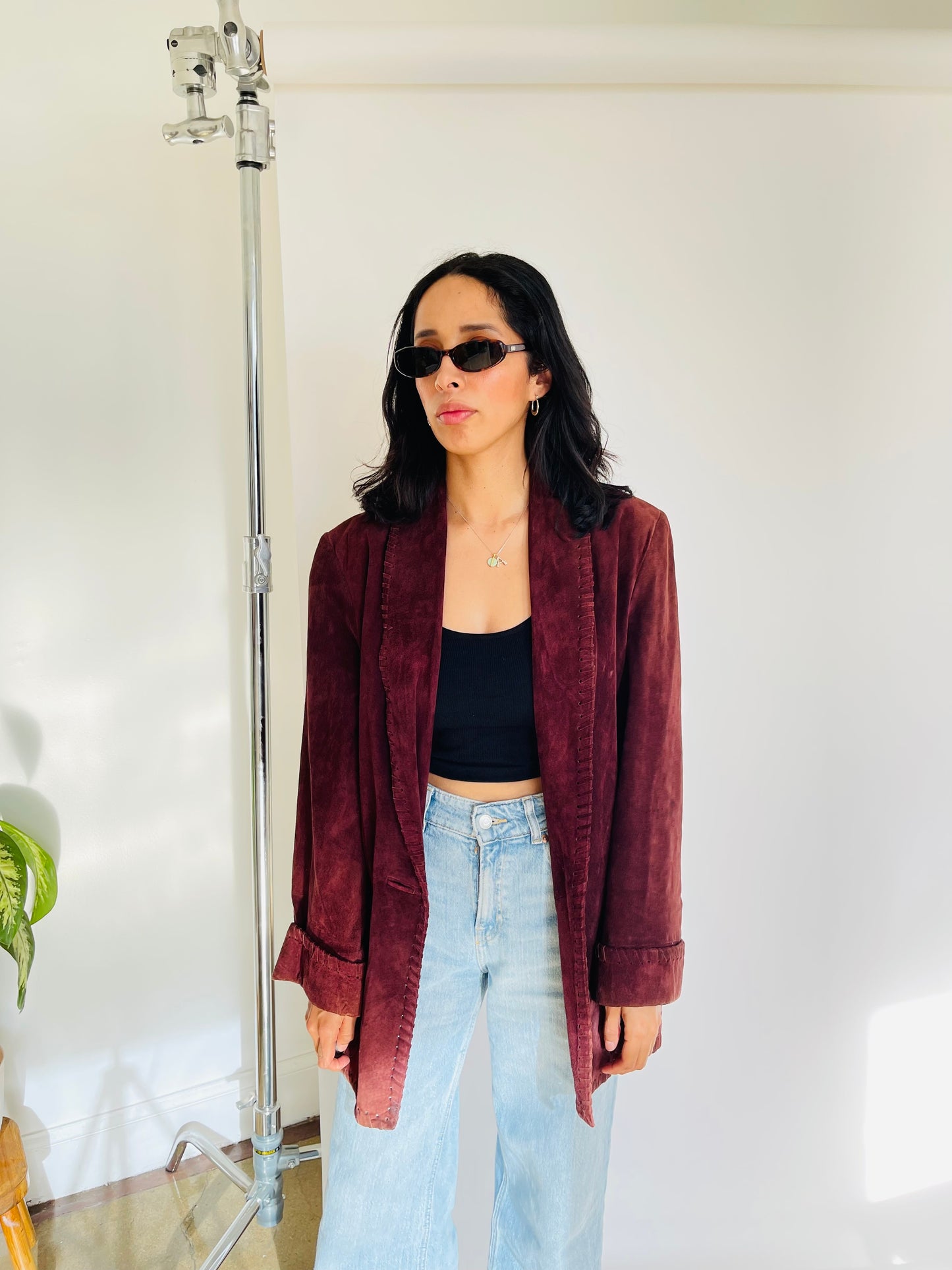 Vintage Leather Blend Maroon Jacket