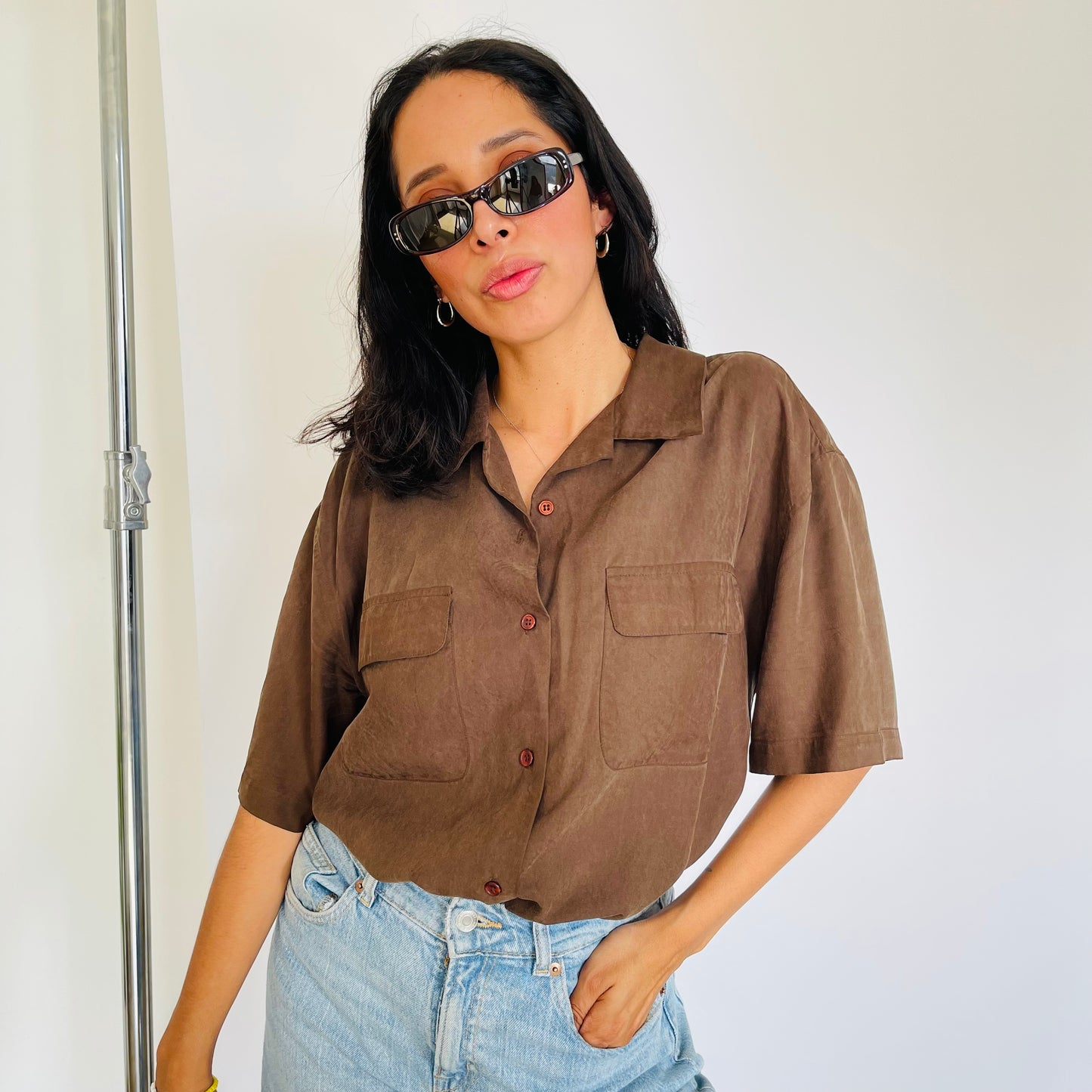 Vintage Brown Silk Blouse