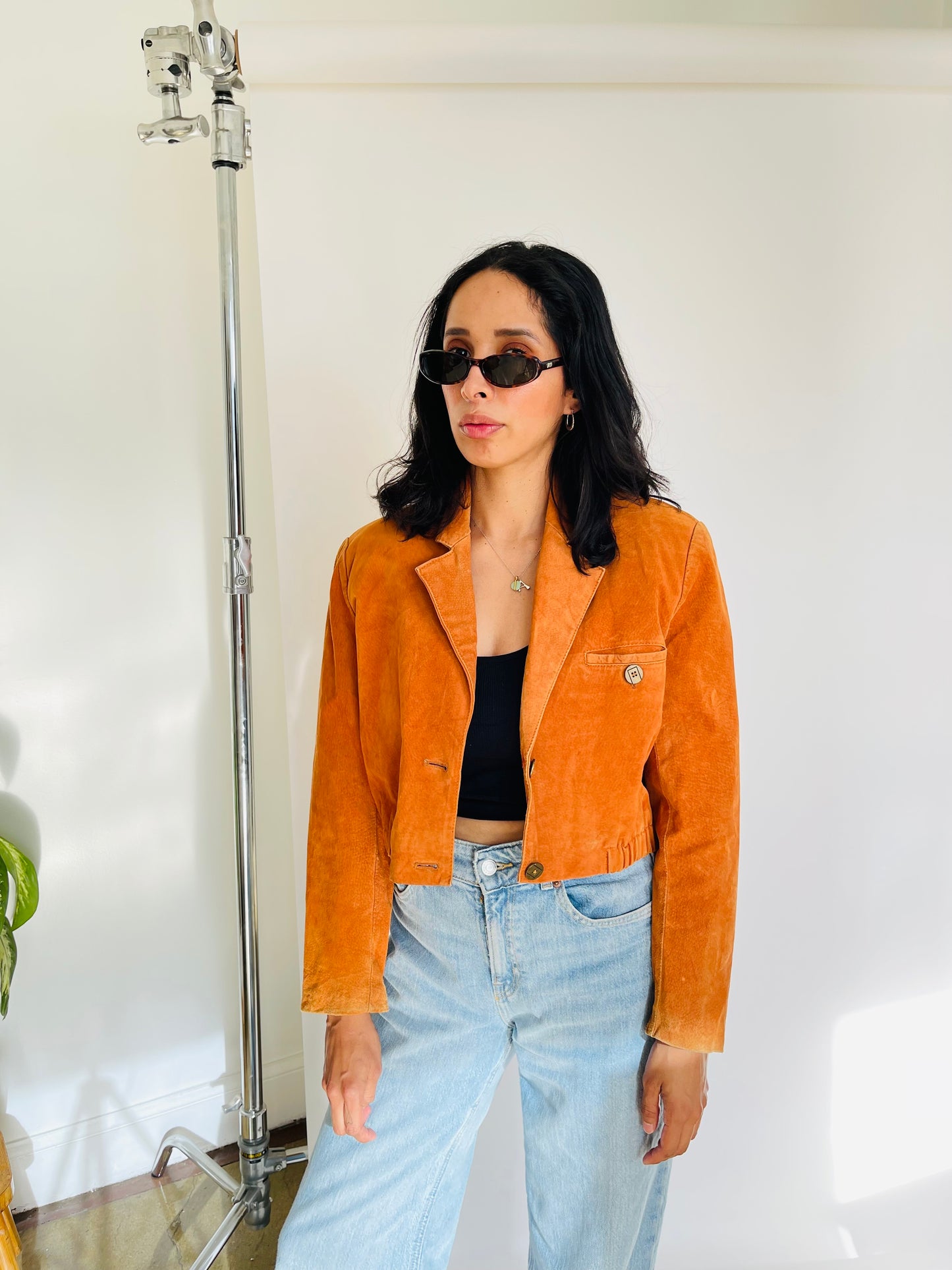 Vintage Leather Blend Orange Jacket