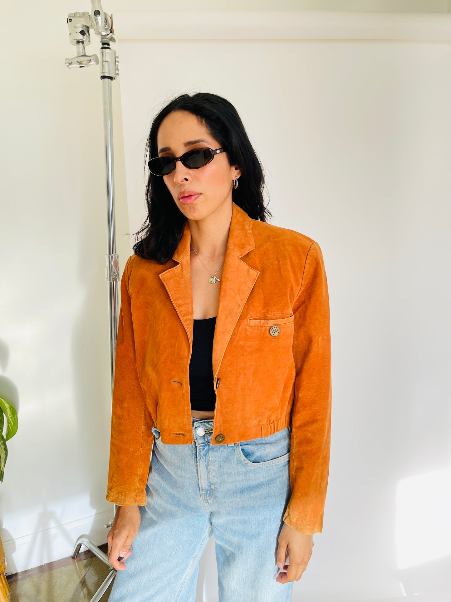 Vintage Leather Blend Orange Jacket