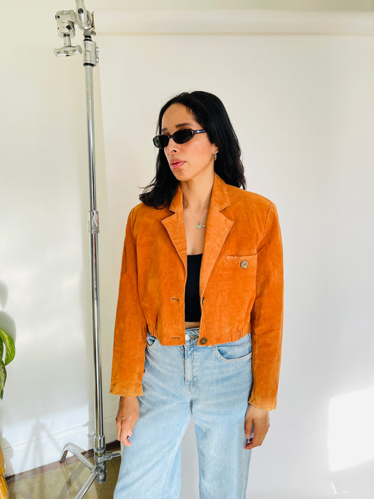 Vintage Leather Blend Orange Jacket