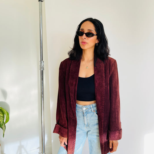 Vintage Leather Blend Maroon Jacket